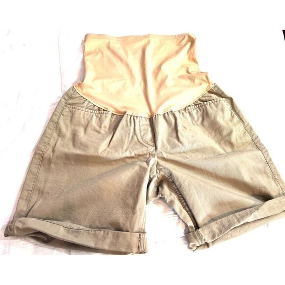 Maternity Old Navy Tan Khaki Boyfriend Roll up Shorts Size 2 NWOT - Picture 2 of 5